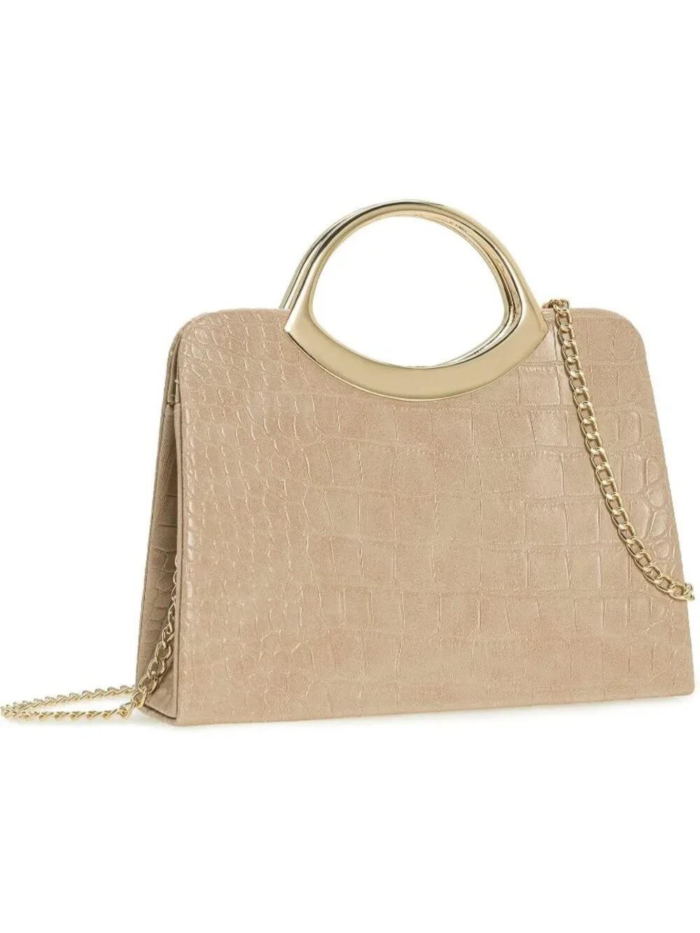 👜Women's Croc Nude Small Dressy Handbag Evening Bag Circle Handle Elegant Purse